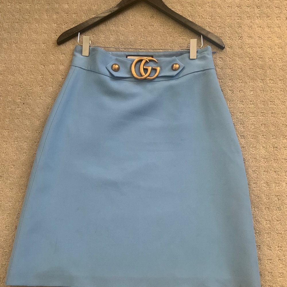 Gucci Lightblue Skirt with attached GG buckle